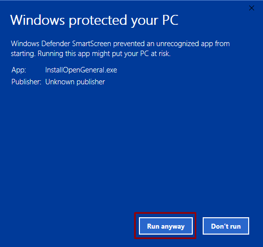 Solution for Windows 10 Warning