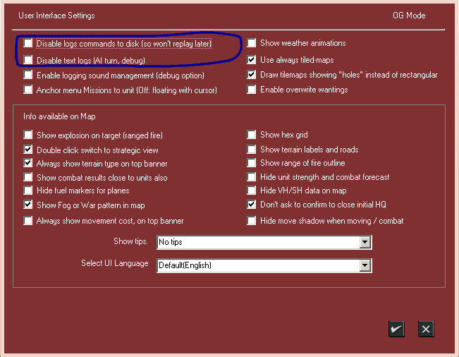 Disable/Enable logs on User Interface Settings
