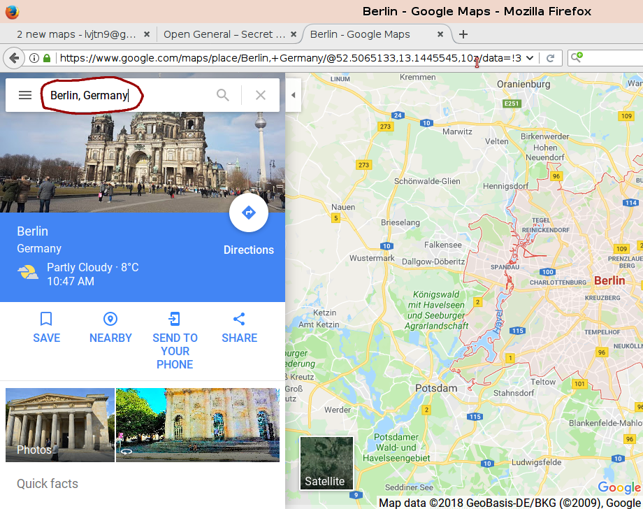 Finding the location of your map on Google Maps
