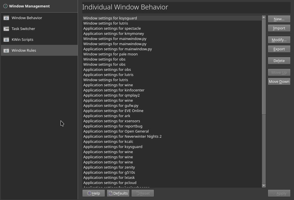 KDE Plasma Window Rules