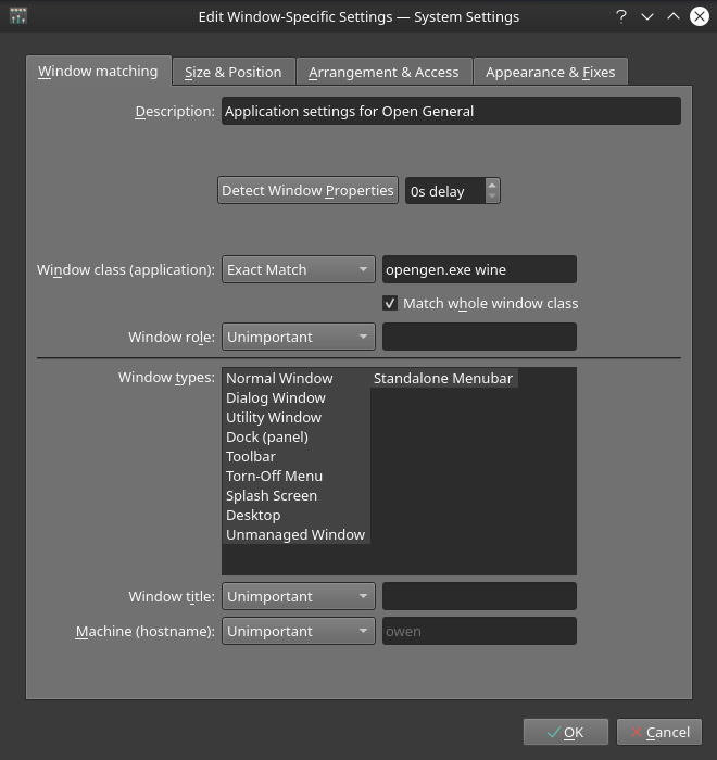 KDE Plasma Window matching